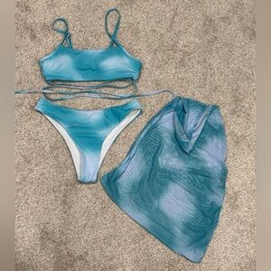 Ombre Lace Up Bikini Bikini & Swim Skirt